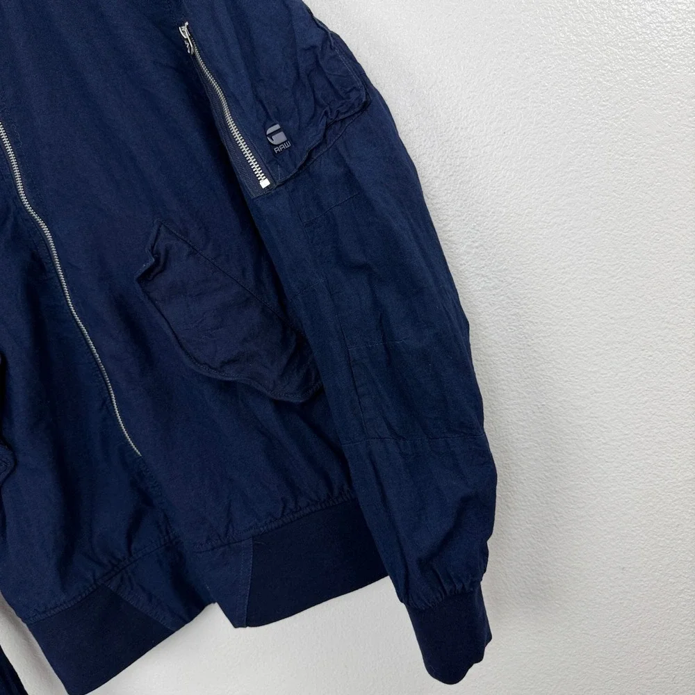 G-Star Raw Rackam DC Bomber Jacket Mens Small Navy Blue Denim D04536-6101-082